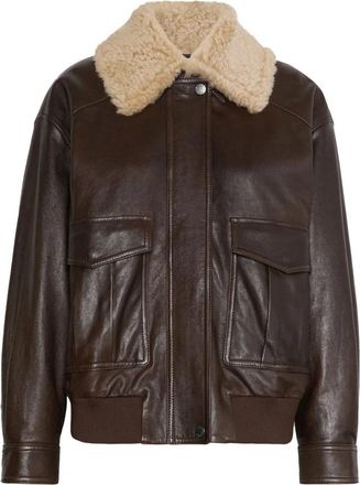 Max Mara Calata Leren Jas - Dames - Leren en Su&egrave;de Jassen - Bruin - M - Leer - Jassen