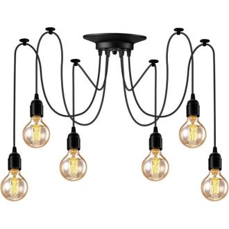 OEM L&aacute;mpara De Ara&ntilde;a Industrial De 6 Luces, L&aacute;mpara Colgante Retro Vintage Para Sala De Estar, Cocina Y Dormitorio (bombillas No Incluidas) -crezuo