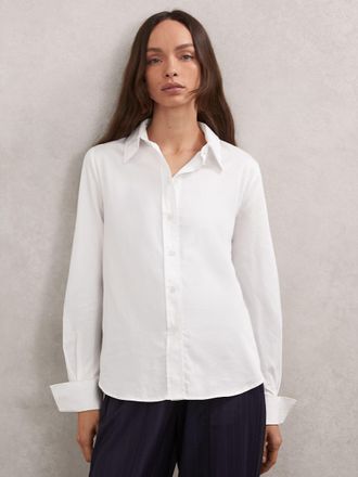 Reiss Cotton-sateen Folded-cuff Shirt, 12