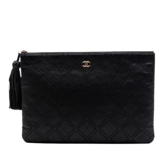 Chanel Pre-owned Clutches, female, Black, Size: ONE SIZE Pre-owned Vintage Quilted Clutch
