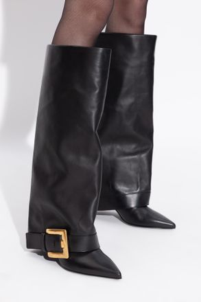 Balmain Leather Heeled Boots, Womens, Black