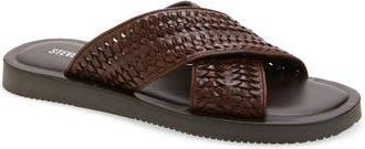 Steve Madden Boweri Woven Strap Slide Sandal in Brown Leather at Nordstrom Rack, Size 11.5