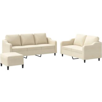 vidaXL Vidaxl - Set di Divani 3 pz con Cuscini Crema in Tessuto