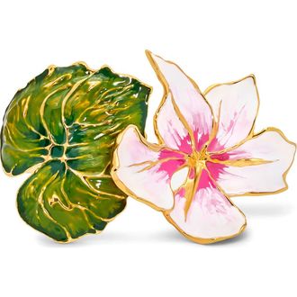 Oscar De La Renta Cyclamen & Leaf Enamel Cuff Bracelet in Pink at Nordstrom