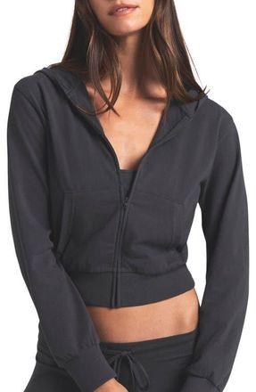 SKIMS Cotton Jersey Zip-Up Hoodie in Soot at Nordstrom, Size Xx-Small