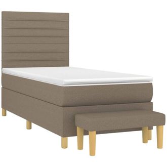 vidaXL Vidaxl - Cama Box Spring Con Colch&oacute;n Tela Gris Taupe 80x200 Cm