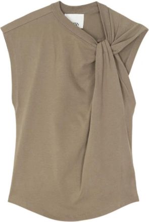 Isabel Marant Asymmetrisch Katoenen T-Shirt - Dames - Tops zonder mouwen - Grijs - S - Katoen - Tops