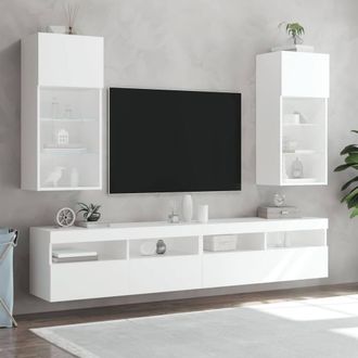 Berkfield Home TV Cabinets with LED Lights 2 pcs White 40.5x30x90 cm