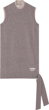 Fendi Truien & Vesten, Dames, Beige, S, Wol, Stijlvolle Mouwloze Top