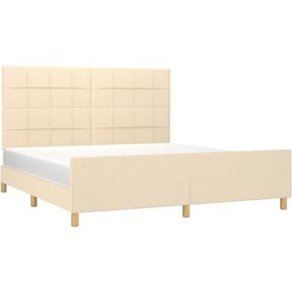 vidaXL Cama Sin Colch&oacute;n Tela Color Crema 160x200 Cm Vidaxl