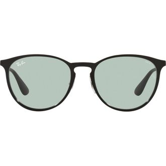 Ray-Ban Erika 54mm Round Sunglasses in Shiny Black at Nordstrom