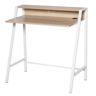 Carter's White & Oak Effect Writing Desk Computer Table Home Office PC Laptop Workstation Storage Shelf - CARTER | TJ Hughes