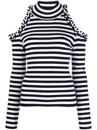 Monse cold-shoulder striped jumper - women - Merino/Nylon - S - Blue