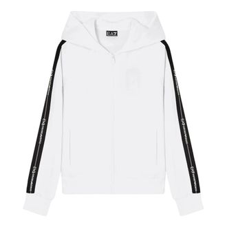 Emporio Armani Emporio Armani Ea7, Hoodies & sweatvesten, Dames, Wit, XS, Katoen, Logo Series Hooded Sweatshirt