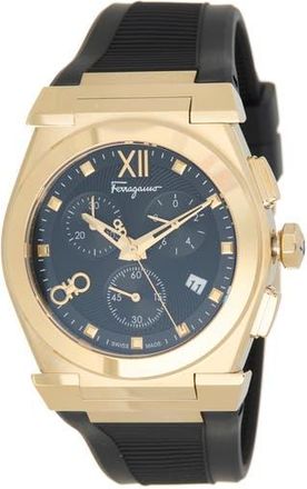 Ferragamo Vega Silicone Strap Chronograph Watch, 40mm in Gold at Nordstrom Rack