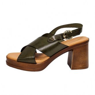 Eric Michael Womens Savannah Heeled Slingback Sandals In Green Lea