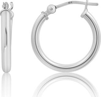 MAX + STONE Solid 10k or 14k Gold 2mm Thick Tube Hoop Earrings 12MM to 50MM