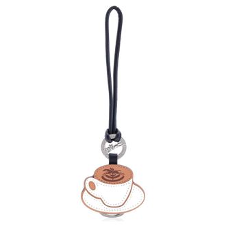 Longchamp Coffee Leather Key Ring