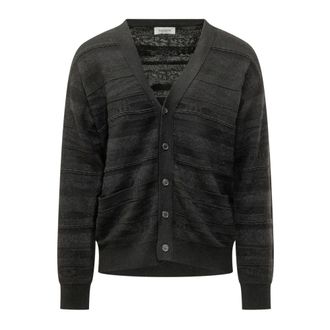 Laneus Cardigan in Jacquard Leggero - - Knitwear - Uomo - Nero - S