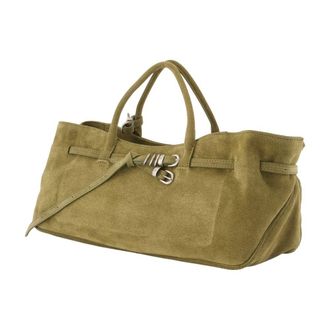 Marge Sherwood Womens Grandma Used Bag - Margesherwood Leather Khaki Cowhide Handbags-Purses