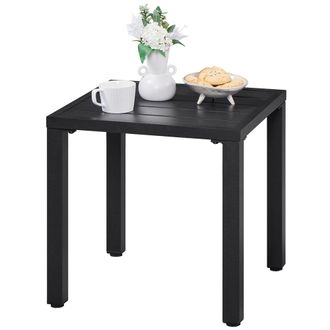 Yaheetech Homevive Mesa De Comedor Jard&iacute;n Auxiliar Exterior Cuadrada Metal Mesa De Caf&eacute; Resistente Mesa Auxiliar Outdoor 45x45x45,5 Cm Para Terraza Patio Balc&oacute;n