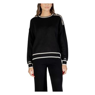 Liu Jo Chiusa Sweater met Rits Detail - Dames - Ronde hals truien - Zwart - L - Truien & Vesten