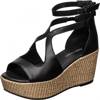Antelope Womens H52 Hartlynn Leather Espadrille Sandals In Black