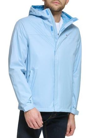 Tommy Hilfiger Hooded Rain Slicker Jacket in Powder Blue at Nordstrom Rack, Size Xxx-Large