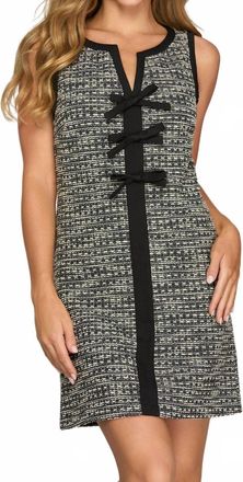 She + Sky Tweed Knit Fancy Mini Dress In Black