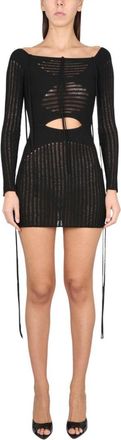 Andreadamo Textured Ribbed Mini Dress With Boat Neckline