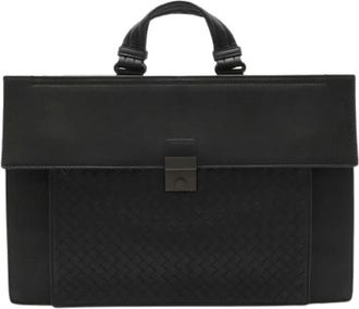 Bottega Veneta Pre-owned Leren Aktetas - Dames - Vintage Handtas - Zwart - ONE Size - Leer - Vintage