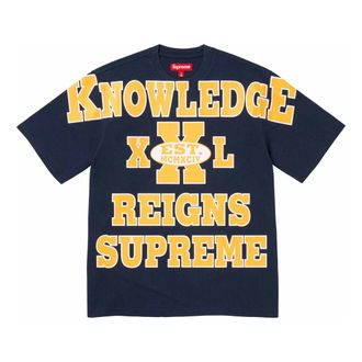 SUPREME Overprint Knowledge S/S Top Navy Yellow SUP-SS24-087