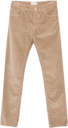 Jacob Cohen Tailored Camel Trousers With Velvety Corduroy Texture