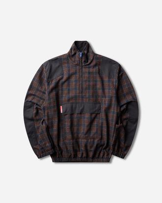 GR10K Men s 55000 Replicated Half Zip Top Brown Blue Plaid