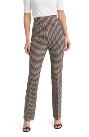 BOSS Tubeka Check Print Straight Leg Pants in Med Bge at Nordstrom, Size 10Regular