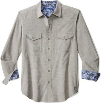 Tommy Bahama Coastline Cord Heather Bay Cotton Corduroy Button-Up Shirt in Light Grey Heather at Nordstrom, Size 4Xlt