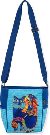 Laurel Burch Catmandu Cat Print Crossbody Bag Compact, Colorful Shoulder Purse