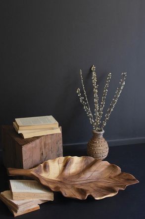 Kalalou Wooden Teak Leaf Tray