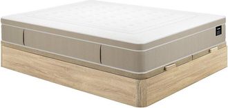 Vente-Unique Conjunto 180 x 200 cm somier con arc&oacute;n color natural claro + colch&oacute;n h&iacute;brido de muelles ensacados 7 zonas y gel viscoel&aacute;stico 28 cm de grosor - CIREVA