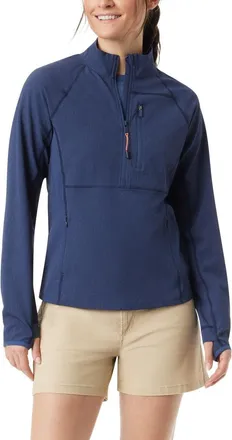 G.H. Bass & Co. Bass Outdoor Jacket Womens Navy Half Zip Mock Neck Raglan Sleeve FTS354