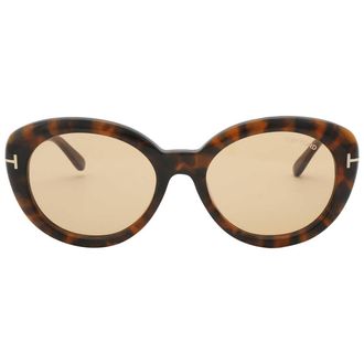Tom Ford Lily Brown Oval Ladies Sunglasses FT1009 52E 55