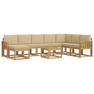vidaXL Conjunto De Sof&aacute;s De Exterior Con Coj&iacute;n 9 Pcs Y Beige Vidaxl