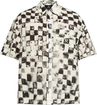 Represent Checkerboard Short Sleeve Shirt - Heren - Korte mouwen Overhemden - Beige - M - Katoen - Overhemden