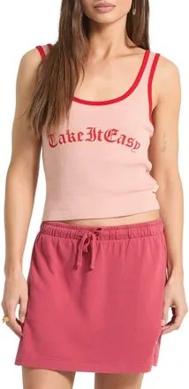 Brixton Take it Easy Ringer Organic Cotton Tank in Silver Pink at Nordstrom, Size X-Small