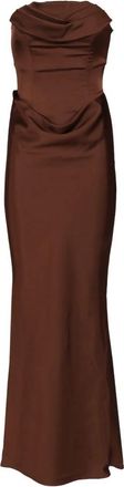 Rotate Lange jurk met lijfje - Dames - Avondkleed - Bruin - M - Kleedjes