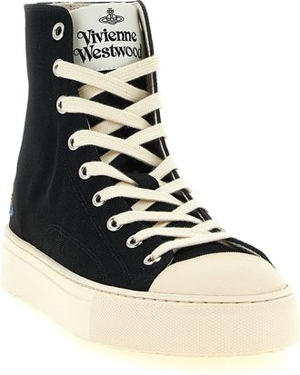 Vivienne Westwood Womens Bicolor Cotton High Top Sneakers