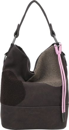 Fritzi Aus Preu&szlig;en Fritzi Olga Limited Happy Flocked Hobo Handbag Faux Leather Womens Shoulder Bag Festival City Vegan Flock Details Cord Pendant 37 x 27 x 17 cm - Brown