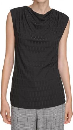 Calvin Klein Jacquard Cowl-Neck Sleeveless Top In Black