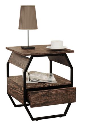 VCM Vcm - Mesa De Centro De Metal De Madera Mesa De Centro Sofatic Mesa De Sal&oacute;n Mesa De Centro Aulari S (roble Vintage)