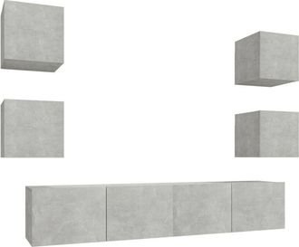 vidaXL Vidaxl - Set De Muebles De Tv 6 Pzas Madera Contrachapada Gris Hormig&oacute;n